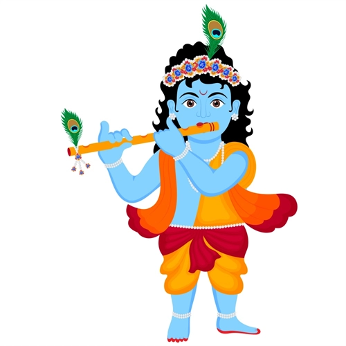 Balkrishna Theme Krishna Playing Flute Transparent Sticker